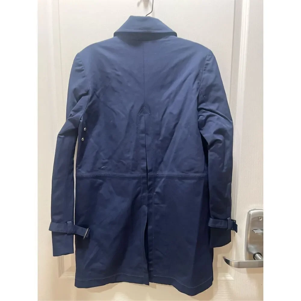 Blanc Noir Travel Engineer All Weather Navy Blue Midi Trench Coat  size S winter - Picture 2 of 6